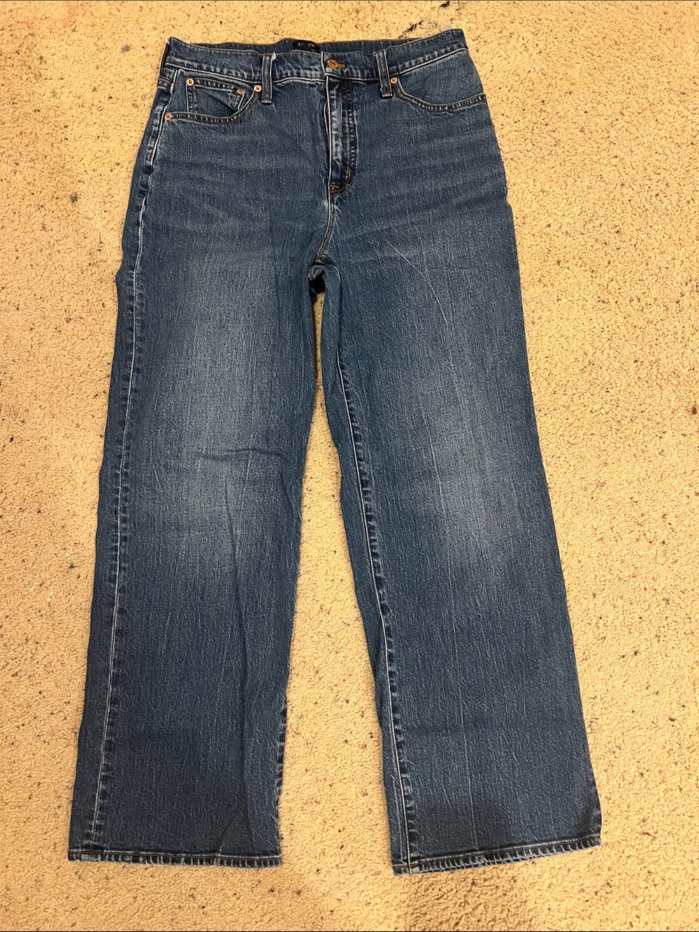 J. Crew Wide-Leg Jeans in Dark Blue Denim